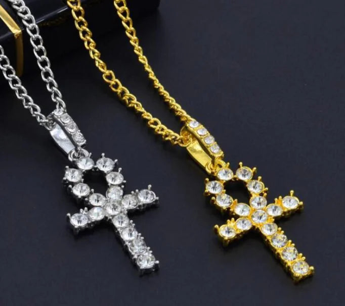 Hip Hop Men's Classic Cross Necklace with Diamond Accents