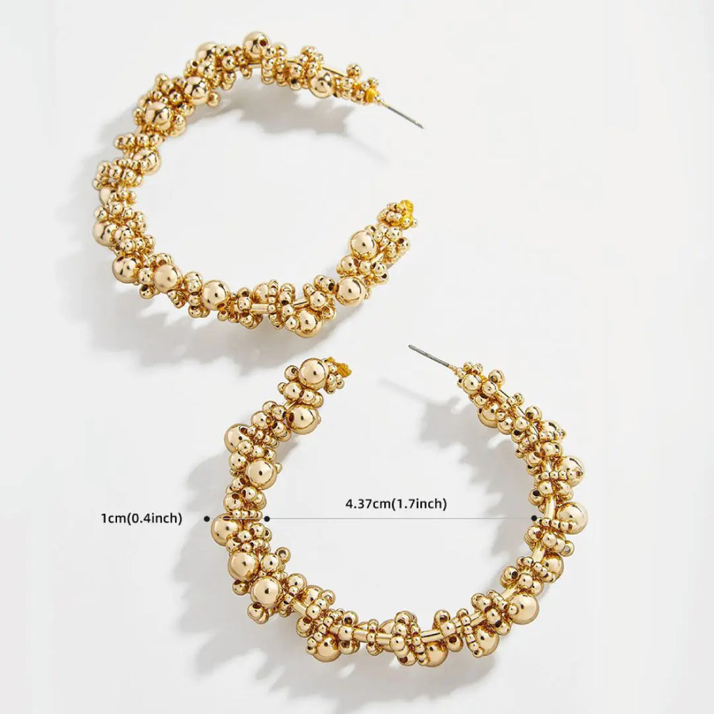Beaded Gold Hoop Earrings