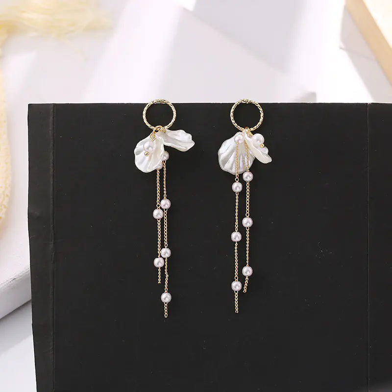 Elegant Pearl Tassel S925 Earrings