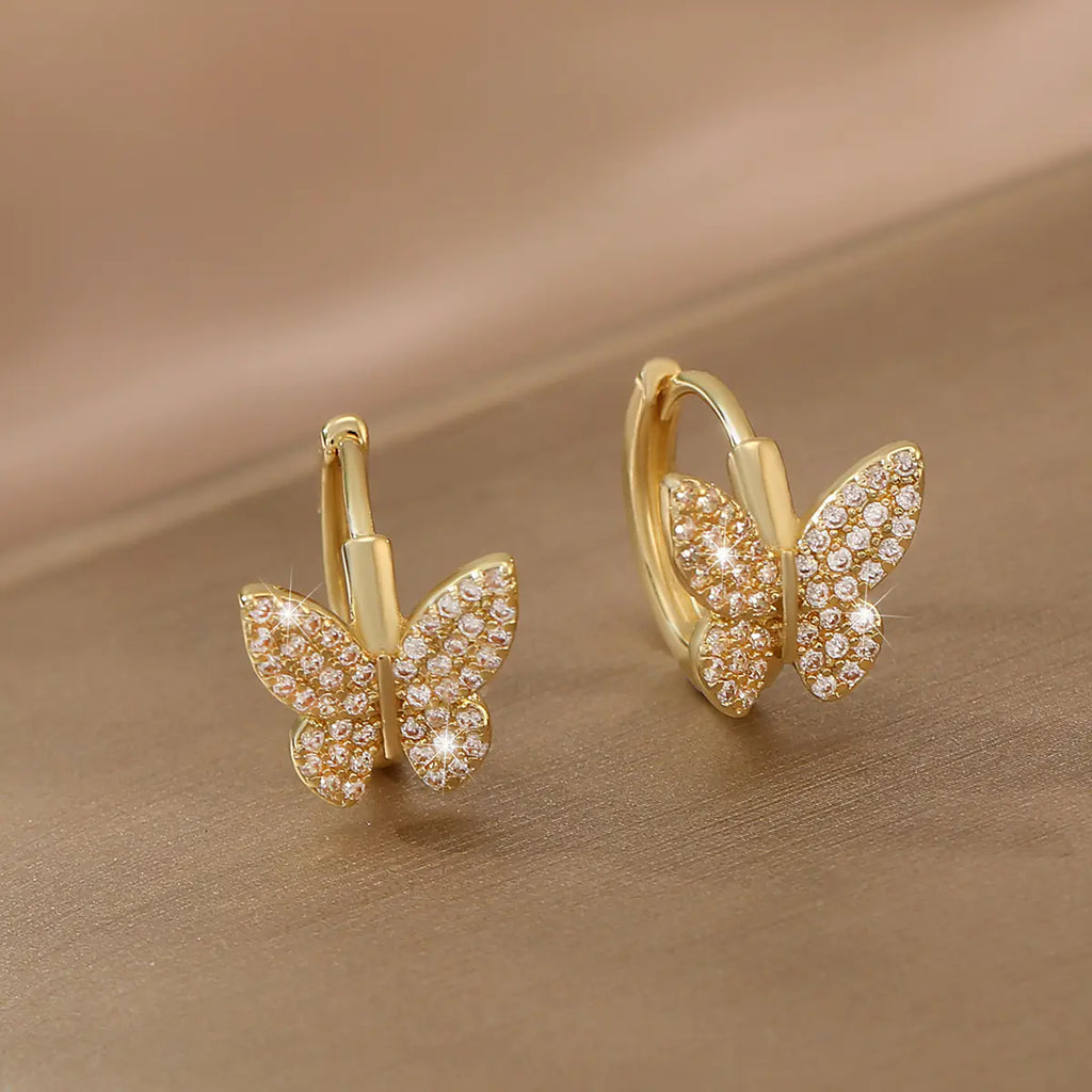 Sterling Silver Diamond Butterfly Hoops