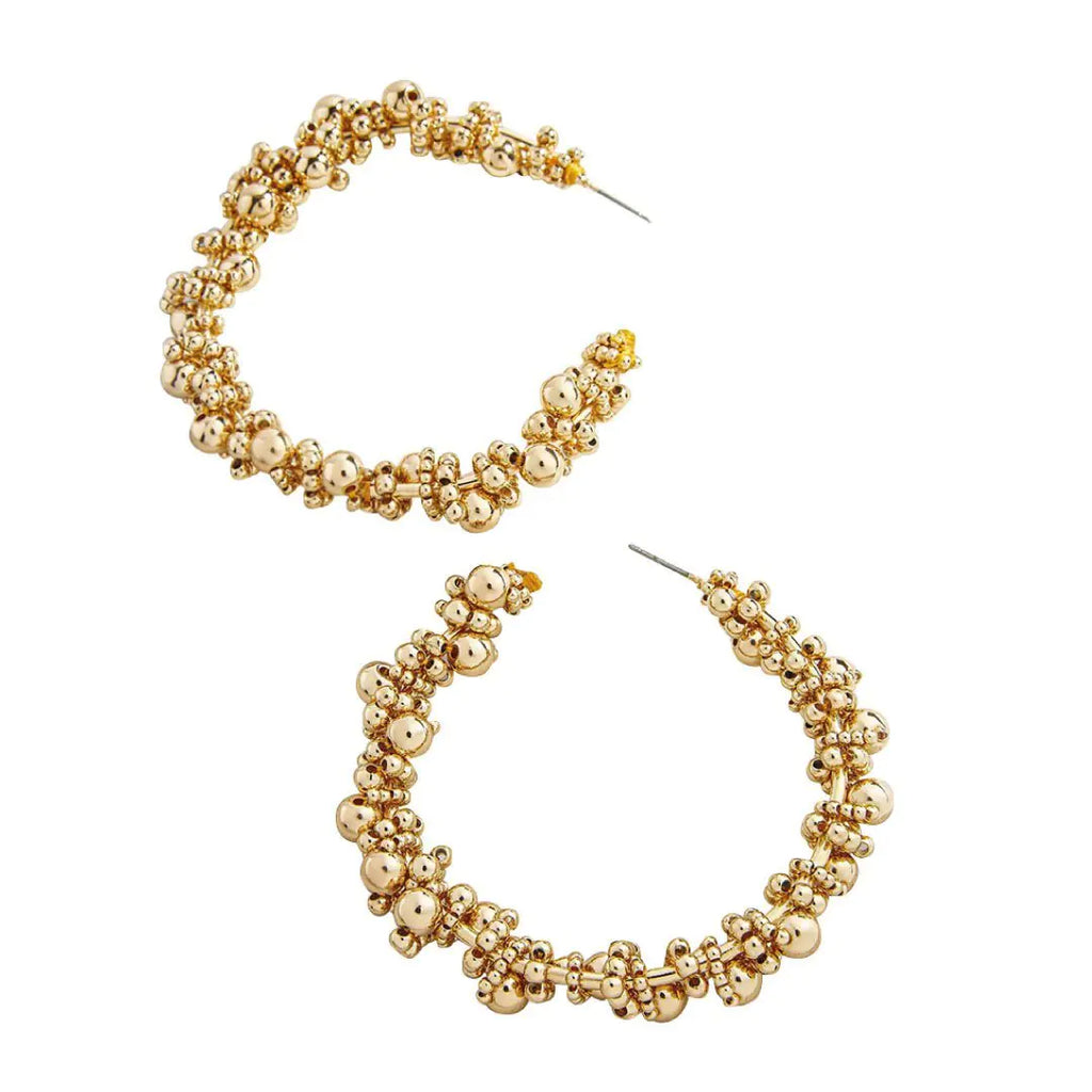 Beaded Gold Hoop Earrings