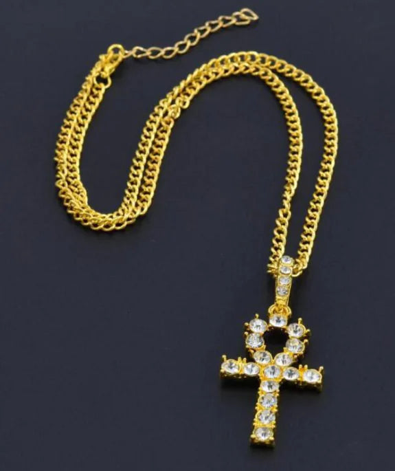 Hip Hop Men's Classic Cross Necklace with Diamond Accents